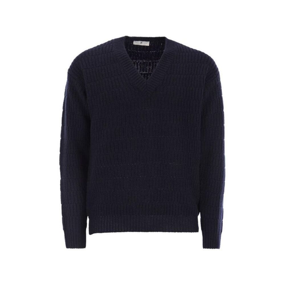 PT TORINO Men's V-Neck Textured Knit Sweater Men NAVY Sweaters & Cardigans